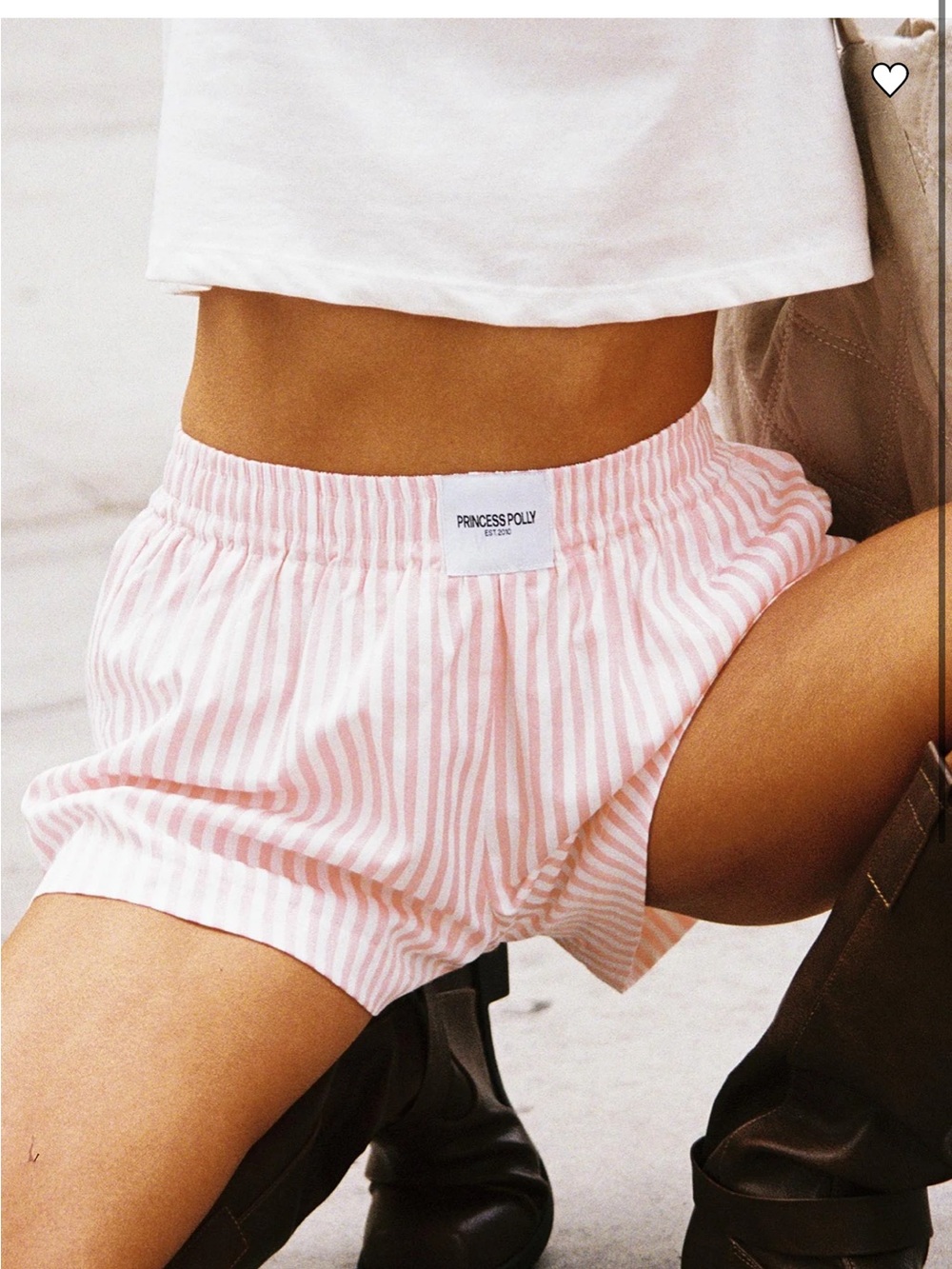 Princess Polly Sincar Pink & White Striped Boxer Shorts - Size US 6